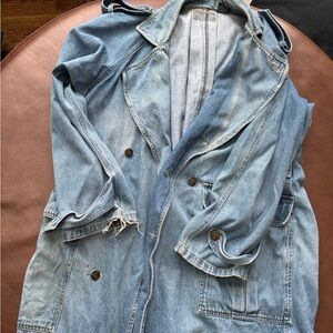 Vintage Denim Trench Coat Size M